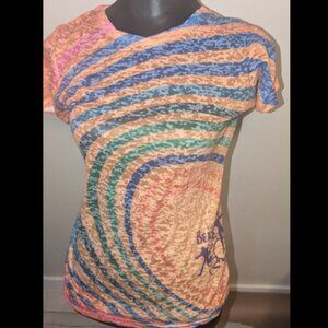NWT The Beatles Swirl Rainbow Top Fitted Misses Jrs sz XL